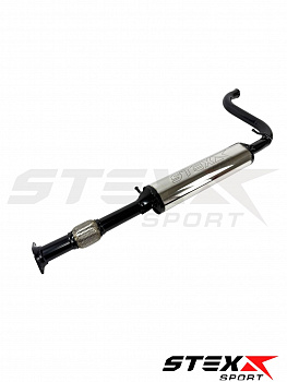 Резонатор STEXX SPORT ВАЗ 2170-72 Приора, овальная бочка, нерж. сталь (под паук) с гофрой