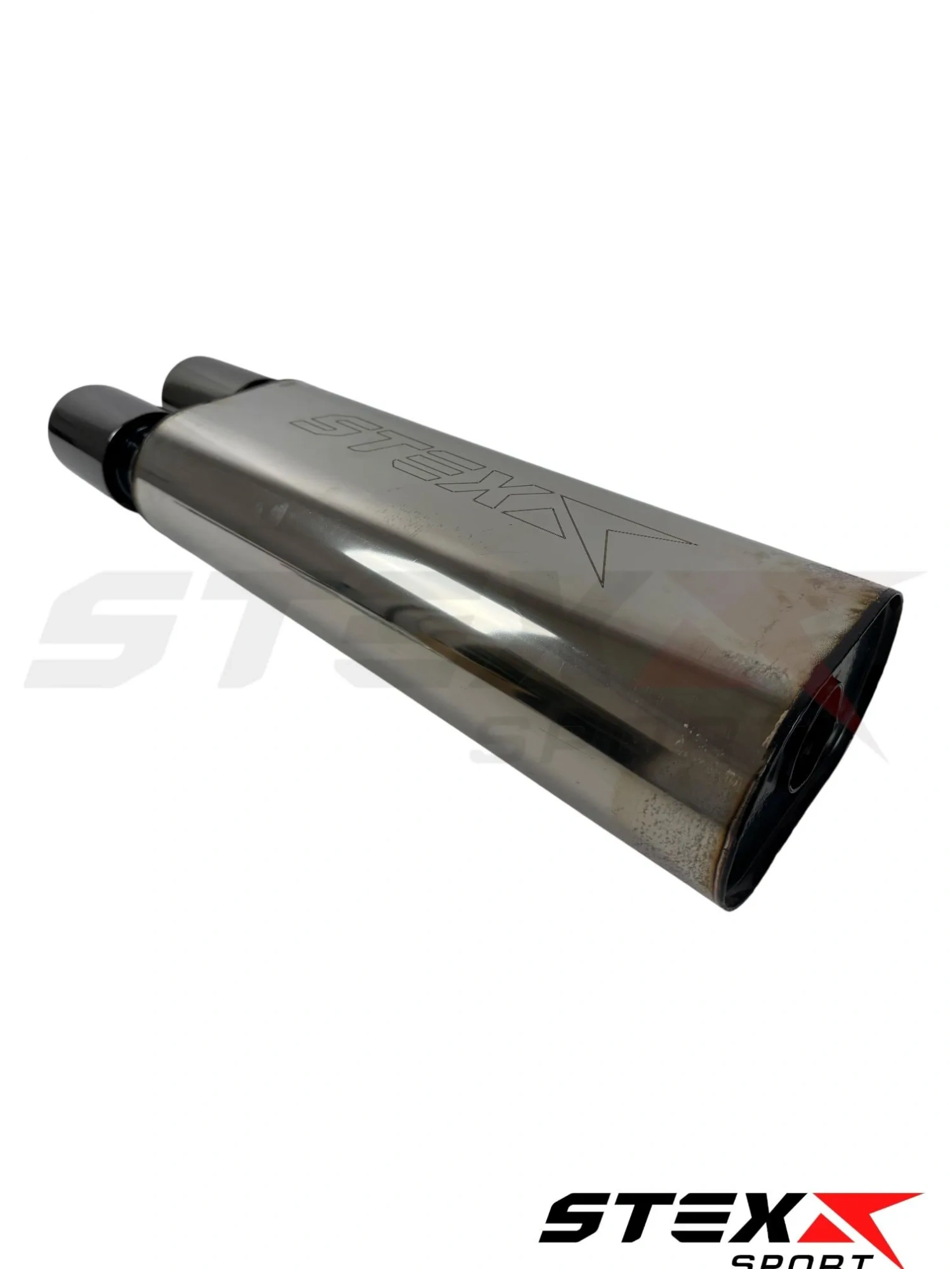 Глушитель STEXX SPORT, универсальный, овал, D190/110, L485 Ø52 с насадками черный хром (нерж. сталь)