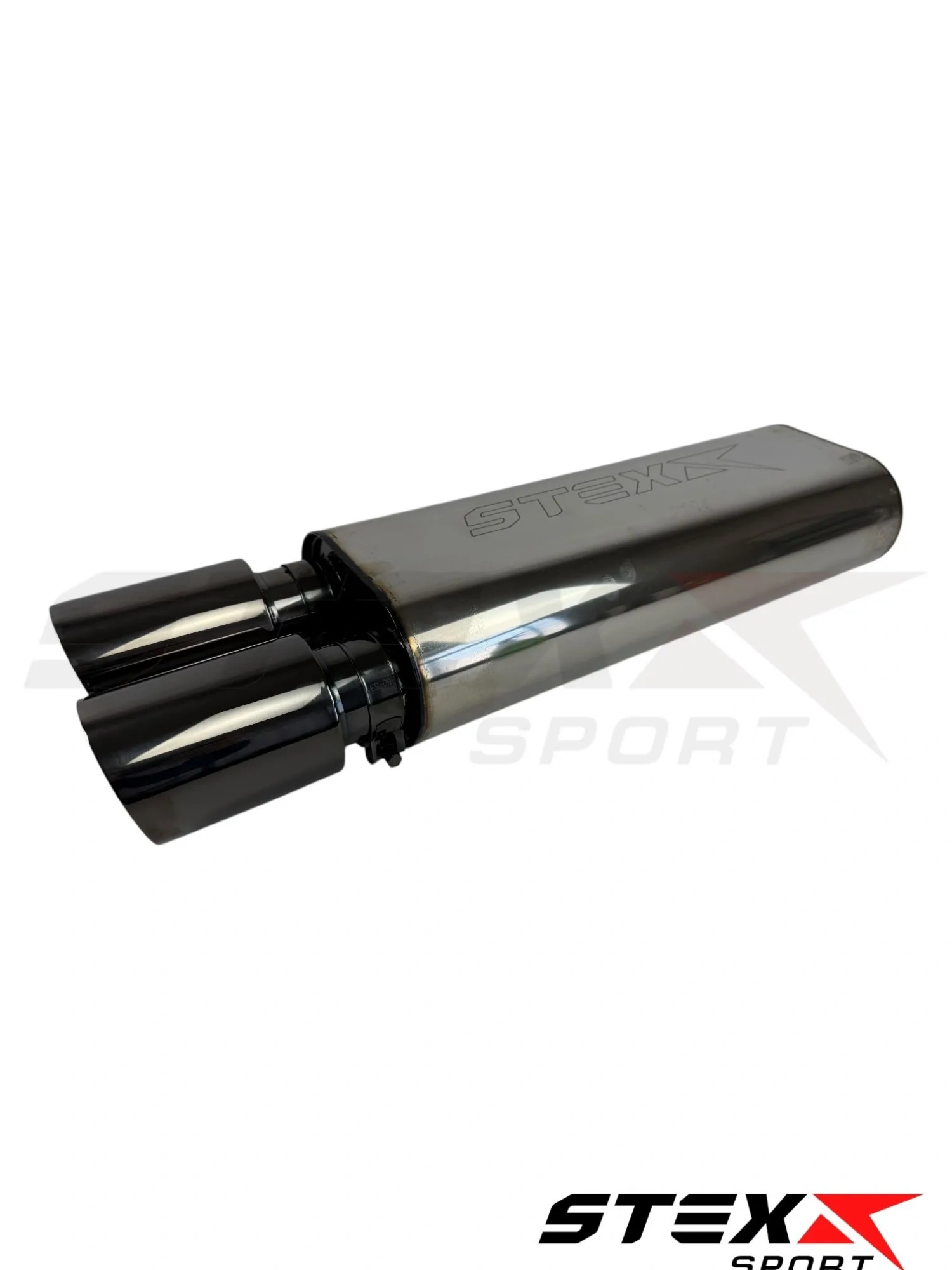 Глушитель STEXX SPORT, универсальный, овал, D190/110, L485 Ø52 с насадками черный хром (нерж. сталь)